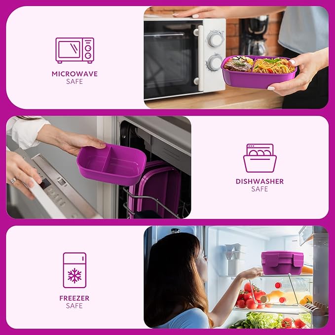 Modern Adult Lunch Box, Stackable Lunch Containers, Minimalist Design Bento Box with Utensil Set - Leak-Proof for Dining Out, Work, School, Picnic