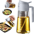 TrendPlain 16oz/470ml Glass Olive Oil Sprayer for Cooking – 2 in 1 Olive Oil Dispenser Bottle for Kitchen Gadgets and Air Fryer Accessories, Salad, BBQ - Ash