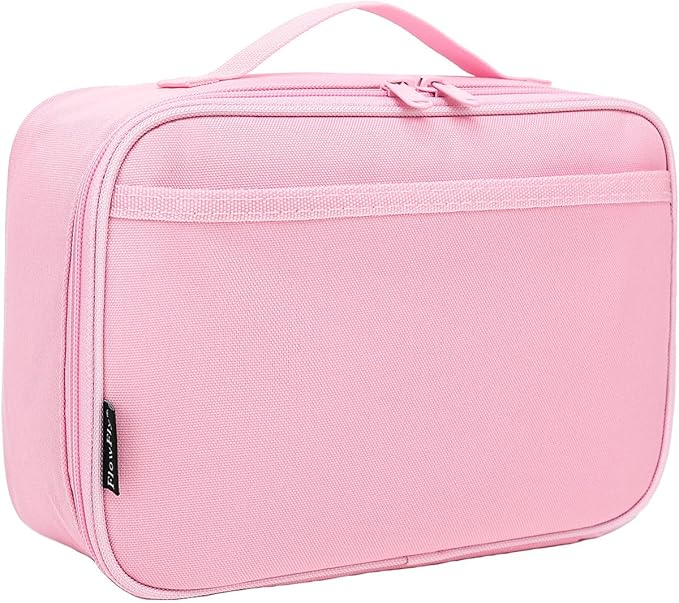 FlowFly Kids Lunch box Insulated Soft Bag Mini Cooler Back to School Thermal Meal Tote Kit for Girls, Boys, Pink