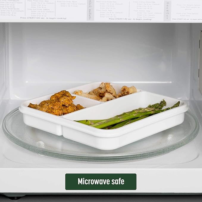 Goodful Reusable Lunch Container with 3 Compartments, BPA-Free, Leak-Proof Lid, Easy to Open and Close, Microwave Safe, Dishwasher Safe