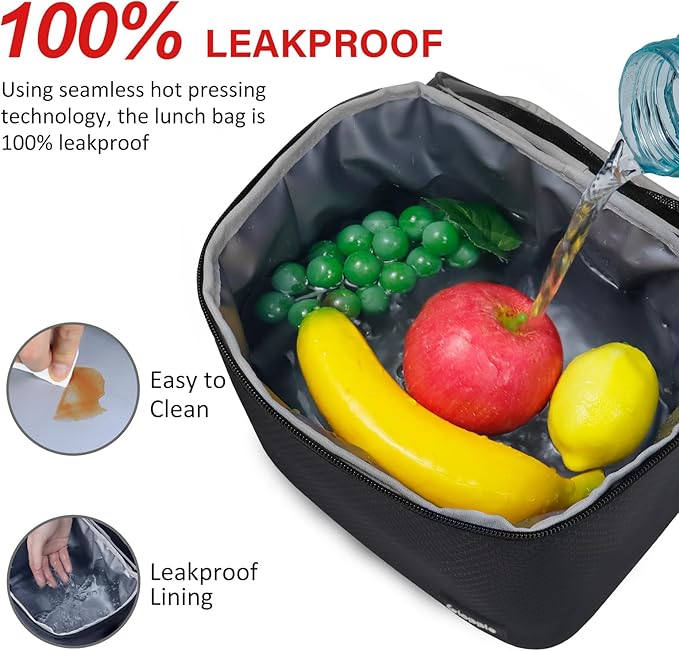Gloppie Insulated Lunch Bag Lunch Box for Men Women Lunchbox Cooler Bag for Work Picnic, Idea for Gift, Black Honeycomb