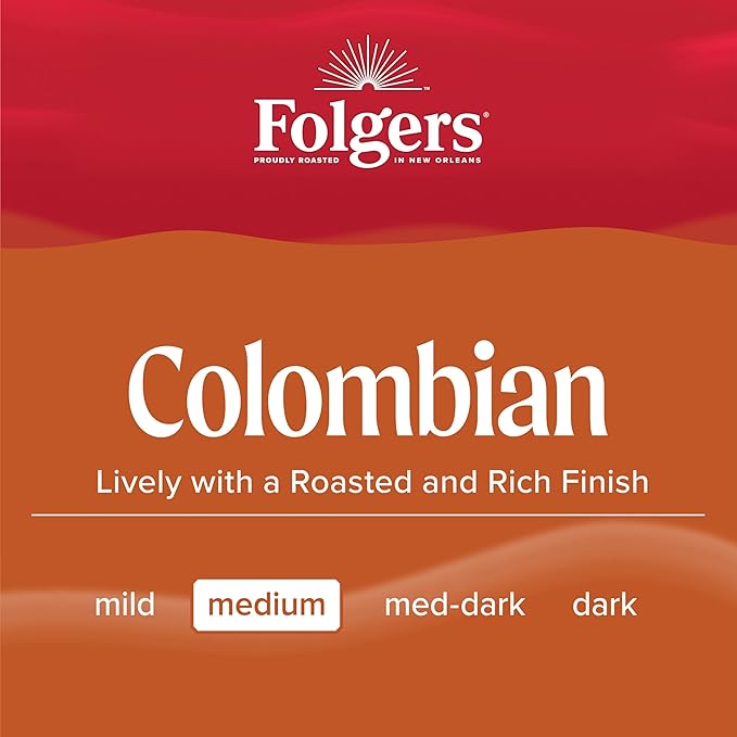 Folgers Colombian Medium Roast Coffee, 12 Keurig K-Cup Pods (Pack of 1)