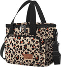 Femuar Lunch Bags for Women/Men, Insulated Lunch Bag for Work Office Picnic - Lunch Cooler Bag Leakproof Lunch Box with Adjustable Shoulder Strap - Leopard Print