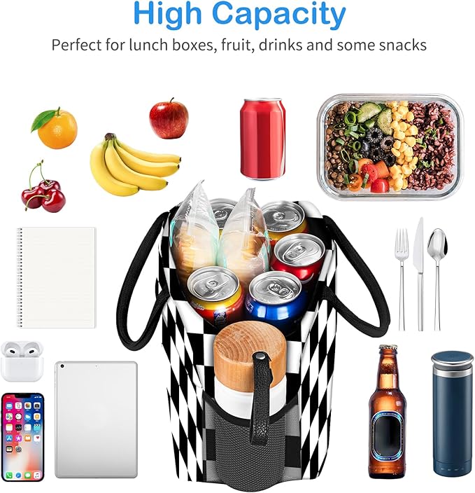 DALINDA Lunch Bag Lunch Box for Women Men Reusable Insulated Lunch Tote Bag,Leakproof Thermal Cooler Sack Food Handbags Case High Capacity for Travel Work Picnic Beach- Square
