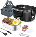 Electric Lunch Box for Adults, 80W Heated Lunch Box 1.5L 304 Stainless Steel Portable Food Warmer,12/24/110V Lonchera Eléctrica Portátil for Car, Truck, Work, Travel