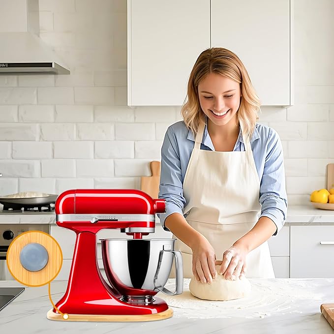 Upgrade Mixer Slider Mat for Kitchen Aid Stand Mixer, Bamboo Sliding Board for Artisan 4.5-5 Qt Tilt Head Stand Mixer, Kitchen Aid Accessories and Attachments, Thickness 2cm/0.79in, Natural