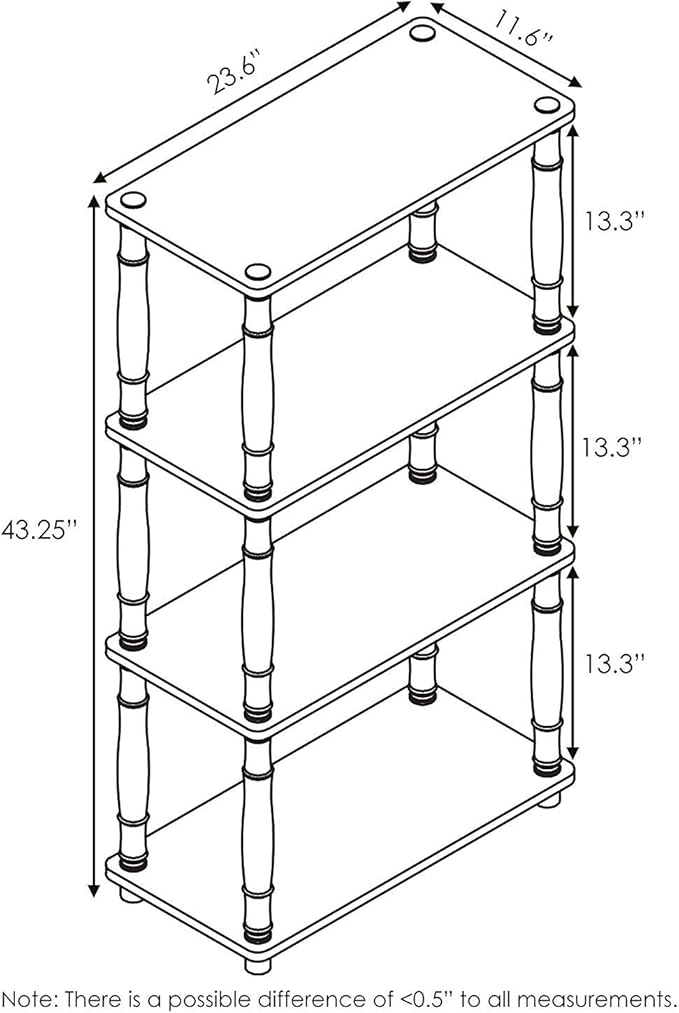 Furinno Turn-N-Tube 4-Tier Multipurpose Shelf Display Rack, Classic Tubes, Dark Cherry/Black
