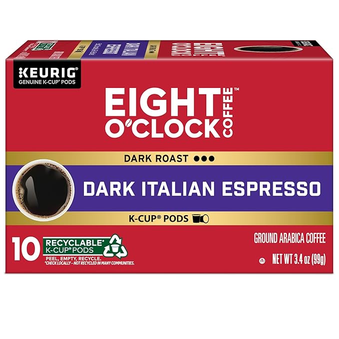 Eight O'Clock Coffee Dark Italian Roast Keurig Single-Serve K-Cup Pods, Dark Roast Coffee, 60 Count