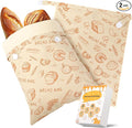 Sourdough bread Bags for Homemade Bread-2 Pack XL Reusable Beeswax Bread Bags for Homemade Bread Freezer & Refrigerator 17"×13" Natural Beeswax-Lined Organic Cotton Food Storage Bags to Keep Fresh