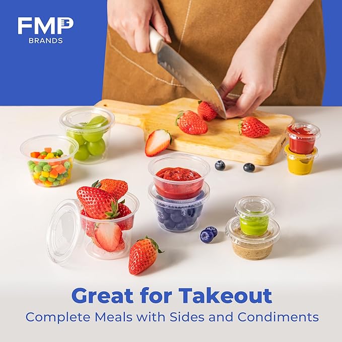 Fit Meal Prep 1250 Pack 4 oz Jello Shot Cups with Lids, Disposable Souffle Portion Cups for Sauce