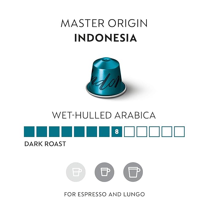 Nespresso Capsules Original Line, Indonesia Master Origin, Dark Roast Coffee, 50 Count Coffee Pods