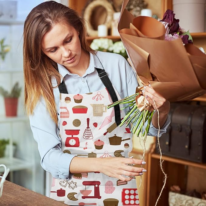Britimes Apron Home Kitchen Cooking Baking Gardening for Women Men With Pockets Cake Cooking Cookie Pastry Chef 32x28 inch