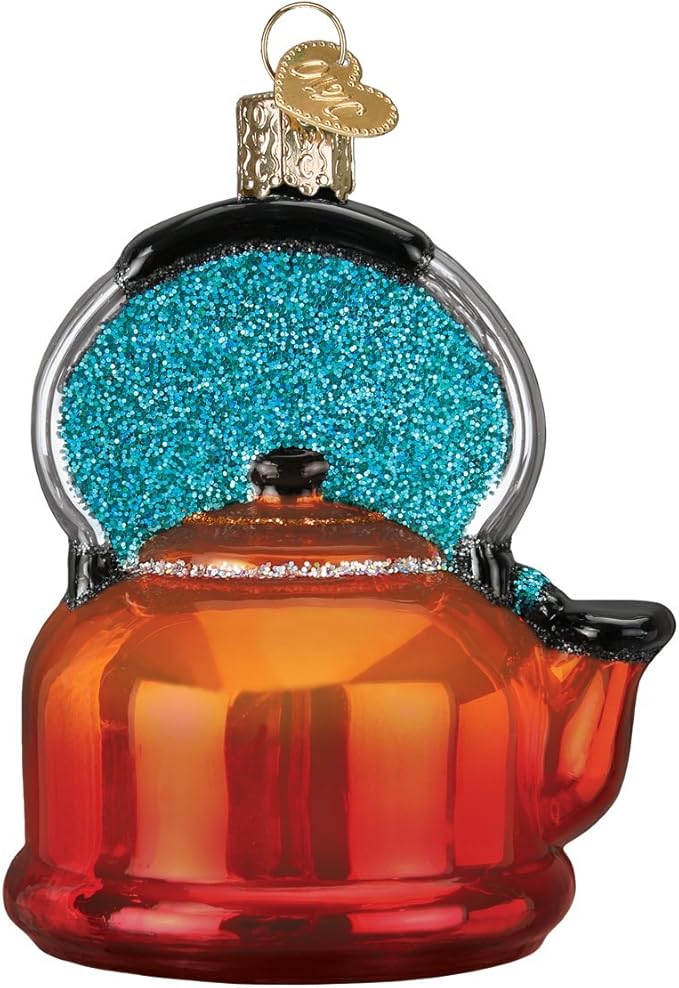 Old World Christmas 32349 Ornaments: Coffee and Tea Gifts Glass Blown Ornaments for Christmas Tree, Tea Kettle
