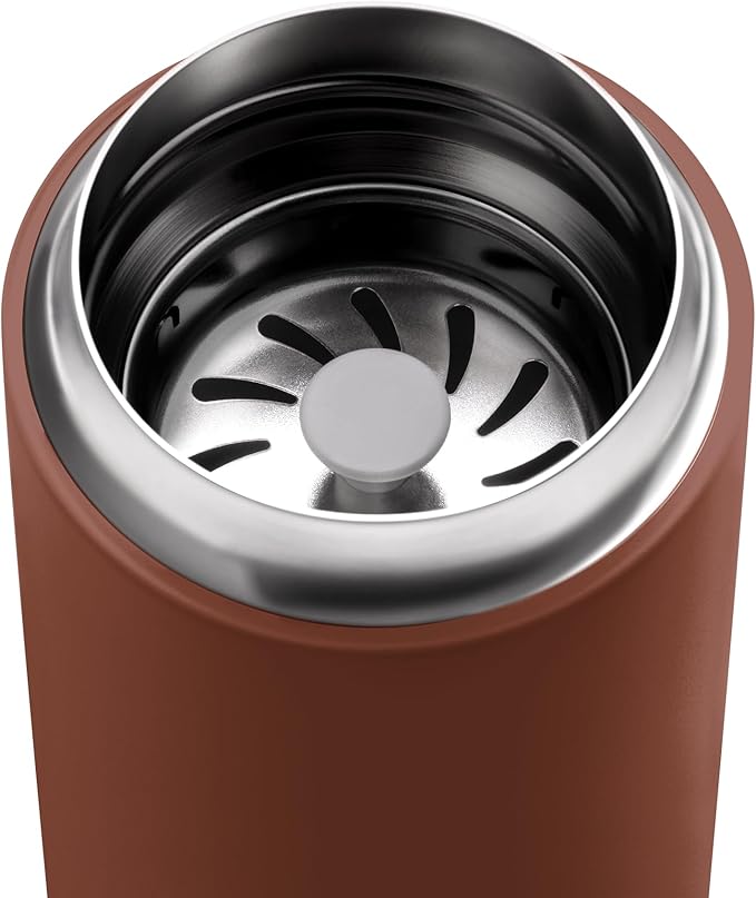 Fellow 16 oz Carter Move Travel Mug - Vacuum-Insulated Stainless Steel Travel Coffee Mug - Coffee Tumbler with Ceramic Interior and Splash Guard - Sienna