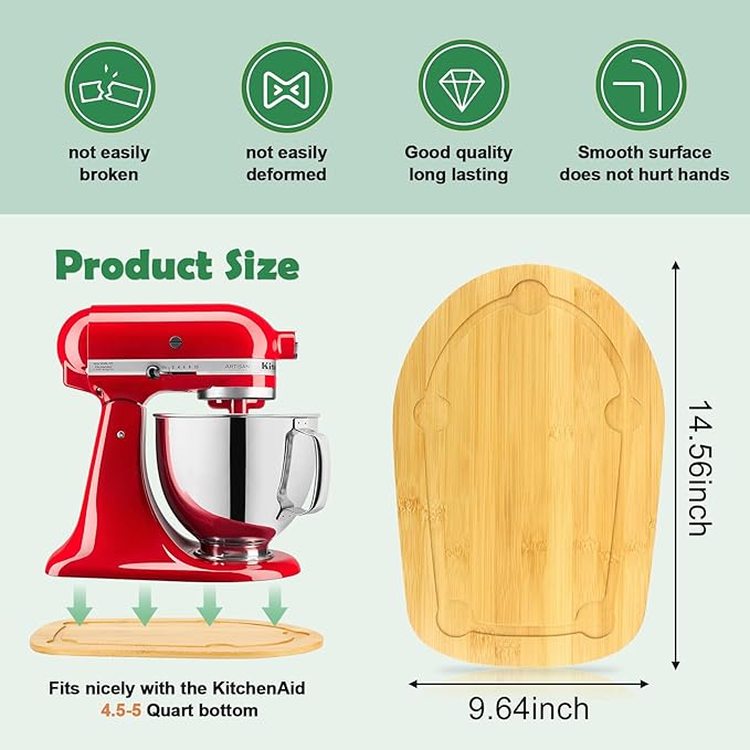 Mixer Slider Compatible with Kitchen aid Bowl Lift 4 .5-5 Qt Stand Mixer Bamboo - Kitchen Countertop Storage Mover Sliding Caddy for Kitchen Aid 4 .5-5 Qt Mixer(4.5-5 Qt with Foot Slot 1 - Natural)
