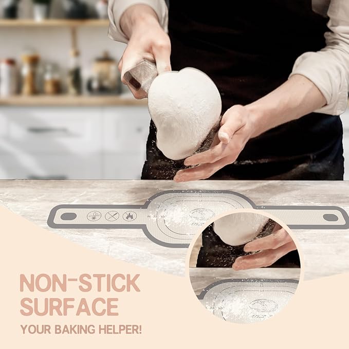 Silicone Bread Sling for Dutch Oven, 2 PCS Non-Stick & Easy Clean Reusable Silicone Bread Baking Mat with Long Handles, Easy to Transfer Sourdough Bread, Gray