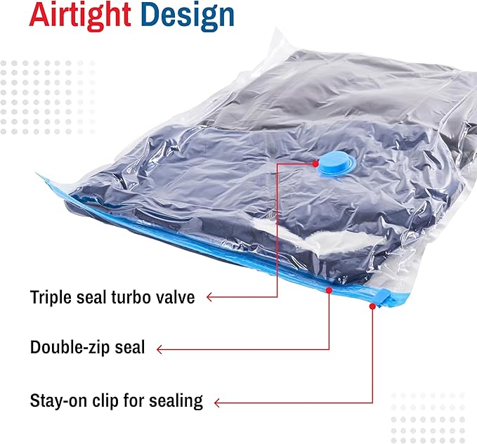 10 Pack Small Vacuum Storage Bags for Comforters, Blankets & Clothes – Vacuum Sealed Compression Bags with Hand Pump – Space Saver Storage Bags for Bedding, Moving, Travel & Organization