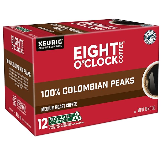 Eight O'Clock Coffee Colombian Peaks Keurig Single-Serve K-Cup Pods, Medium Roast Coffee, 72 Count