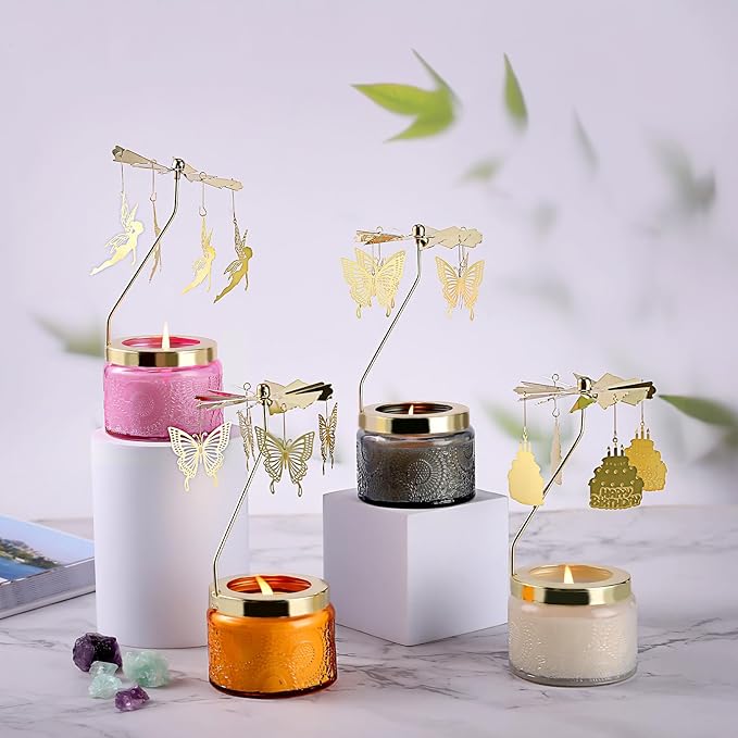 Rotatable Candle, Birthday Gifts for Women, Vanilla Cream Scented Candles Anniversary Christmas Thanksgiving, Unique Butterfly Gifts Best Girl, Friends,Mom, Pink