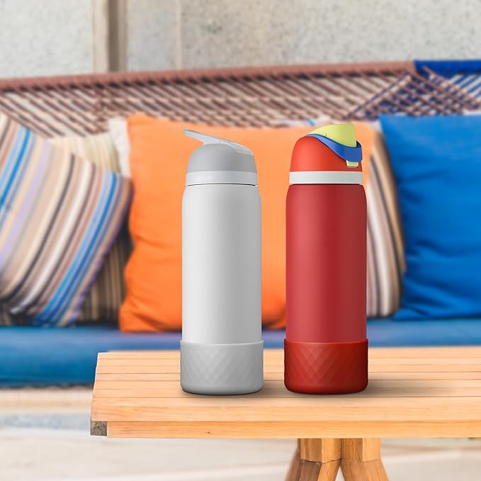 2PCS Silicone Water Bottle Boot for Owala 40oz, Protective Bottom Bumper Anti-Slip Sleeve for FreeSip, Twist, and Flip Stainless Steel Bottles, Dishwasher Safe and BPA Free