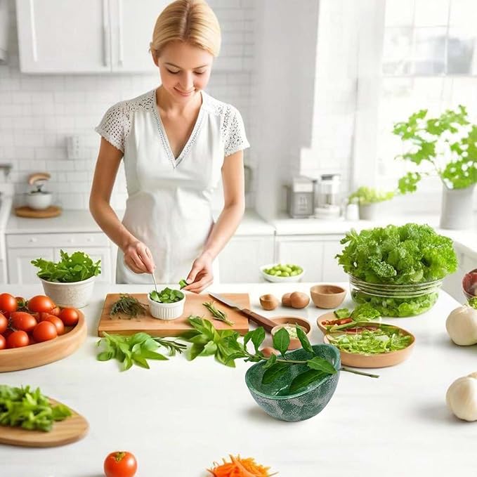 Herb Stripping Bowl with 4 Different Holes Efficient Leaf Removal Tool for Parsley Cilantro Vegetables Durable Resin Kitchen Gadget Veggie Herbs Stripper Imitation Ceramic Pottery Design