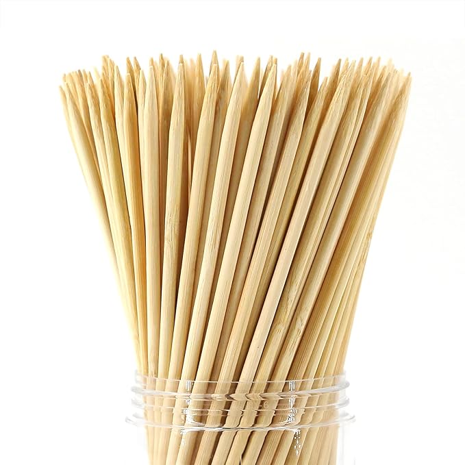 PARTYHIPPO 14 Inch Natural Bamboo Skewers, 4mm Thick, 200 Pack – BBQ Kabob Sticks for Grilling, Fruit, Chocolate Fountain, Crafts & Parties – More Size Choices /8"/10"/12"/14"/16"(14")