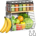 Magnetic Shelf for Fridge with Wood Lid, Fruit Potato and Onion Storage Bins, Pantry Organizers & Storage, Large Container Magnetic Spice Rack for Refrigerator, Kitchen Counter (White, 1)