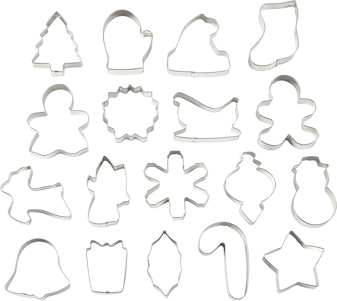 Wilton Christmas Cookie Cutter Set, Holiday Baking & Decorating for Gingerbread & Sugar Cookies, 18 Piece, Metal