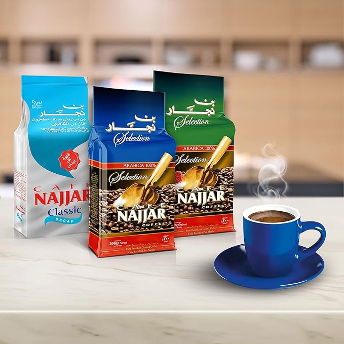 Café Najjar, Turkish Coffee with Cardamom, 450 Gr, 100% Arabica Coffee Beans, Ground Coffee, Dark Roast, Lebanese Coffee, Arabic Coffee, Coffee Beverages, Works with Turkish Coffee Machine. (1)
