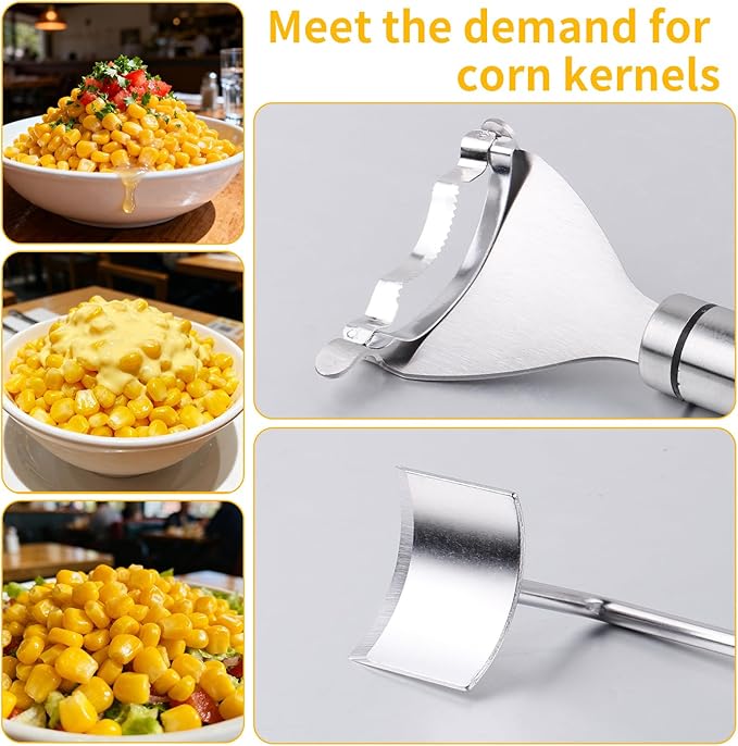 Corn Peeler and Stripper Tool, 4 Pack, Corn Peeler for Corn on The Cob, 2025 New Long Handle Stainless Steel Corn Stripper Tool, Quick Corn Cob Stripper for Home Kitchen, Restaurant & Outdoor Dining
