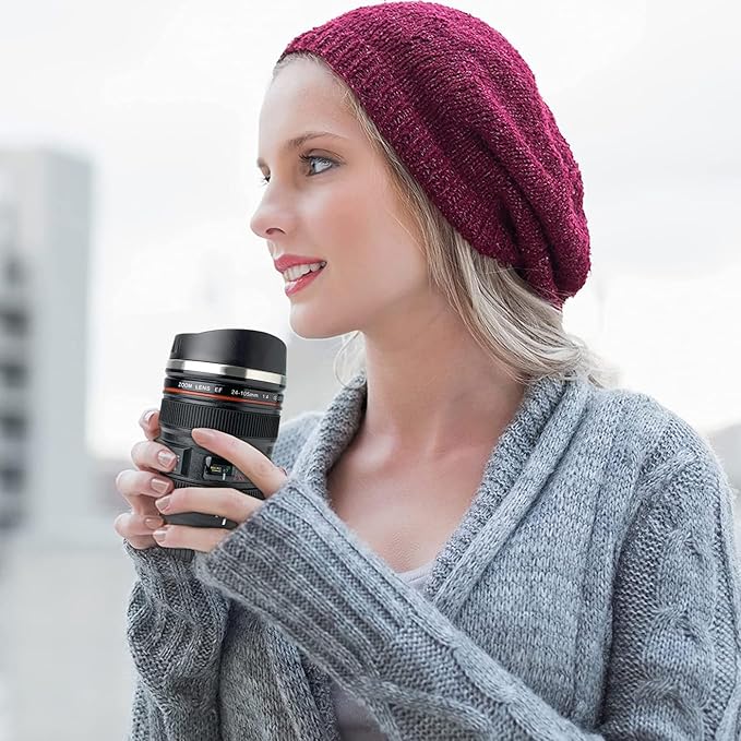 Camera Lens Coffee Mug with Slider Lid - Unique Photographer Gifts for Men & Women, Camera Mug Fun Shutterbug Gift Idea
