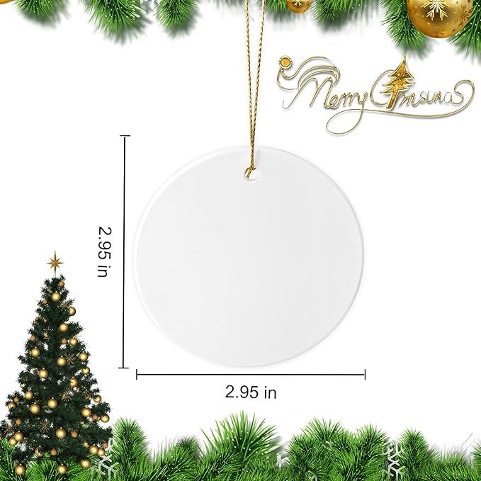 Sublimation Ceramic Ornaments - Bulk Ceramic Discs for Heat Press Printing - White Round Porcelain Personalized Xmas Tree Keepsake Crafts Gift - 48pc