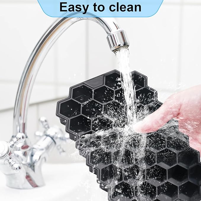 Ice Cube Trays for Freezer with Lid-Silicone Ice Cube Tray with Lid Ice Maker 4 Pack Black,Easy-Release Reusable Ice Cube Coffee Scoop for Coffee Bar Accessories