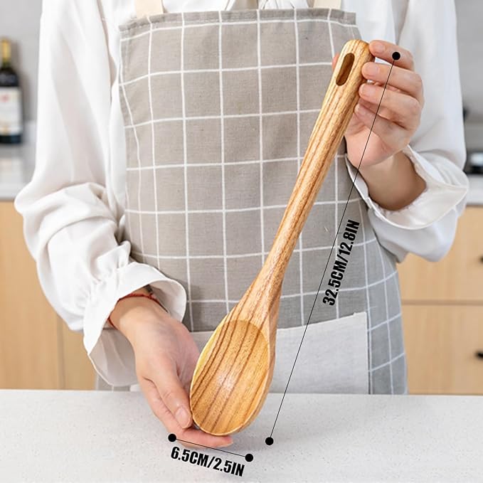 Wooden Spoons for Cooking, Wooden Cooking Spatula Turner and Spoon Set, 2-Piece, Sturdy, Lightweight and Heat Resistant