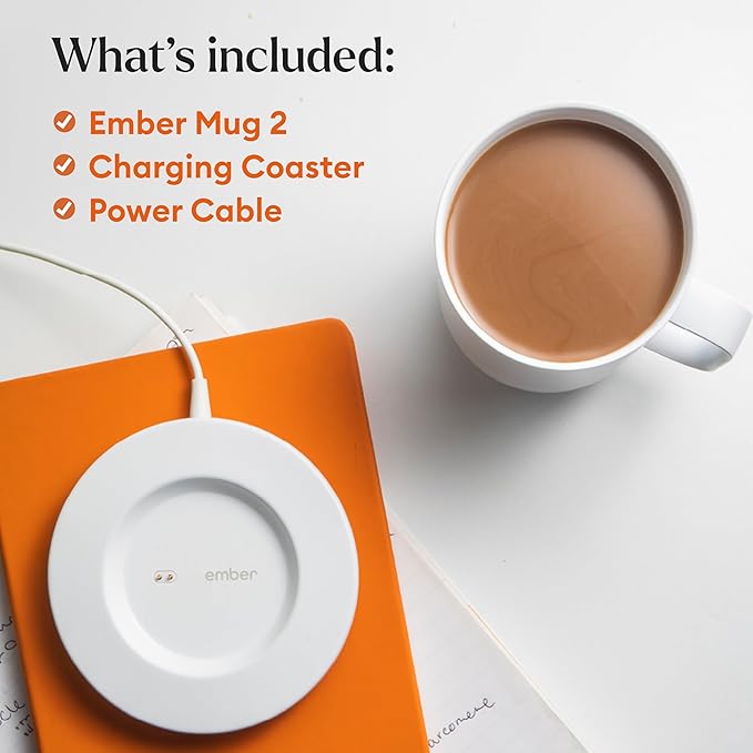 Ember Temperature Control Smart Mug 2, 10 Oz, App-Controlled Heated Coffee Mug with 80 Min Battery Life and Improved Design, White