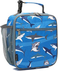 FlowFly Kids Lunch box Insulated Soft Bag Mini Cooler Back to School Thermal Meal Tote Kit for Girls, Boys, Shark
