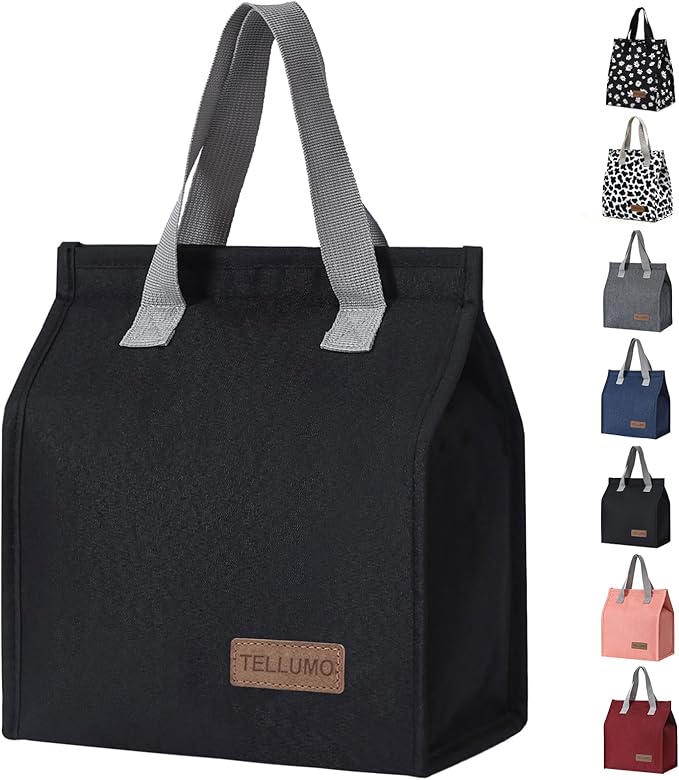 TELLUMO Lunch bag, Insulated Lunch Bag for Women Men Large Lunch Box Container Reusable Leakproof Tote for Office, Work, School, Beach or Travel (Dark)