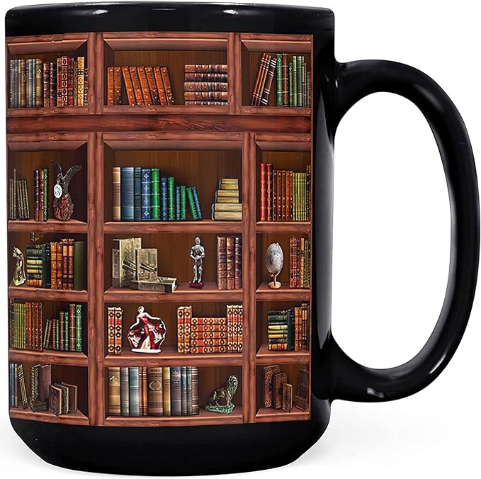 2IMT Books Mug Librarian Gifts for Book Lovers Women - Library Coffee Mug Book Club Gifts for Women - Reading Bookish Items Bookworm Librarian Lovers for Readers Writer Black 15oz
