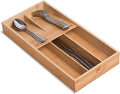 Bamboo Silverware Organizer, Kitchen Silverware Drawer Organizer, Utensil Tray Holder, Cutlery Tray for Spoons, Forks, Knives