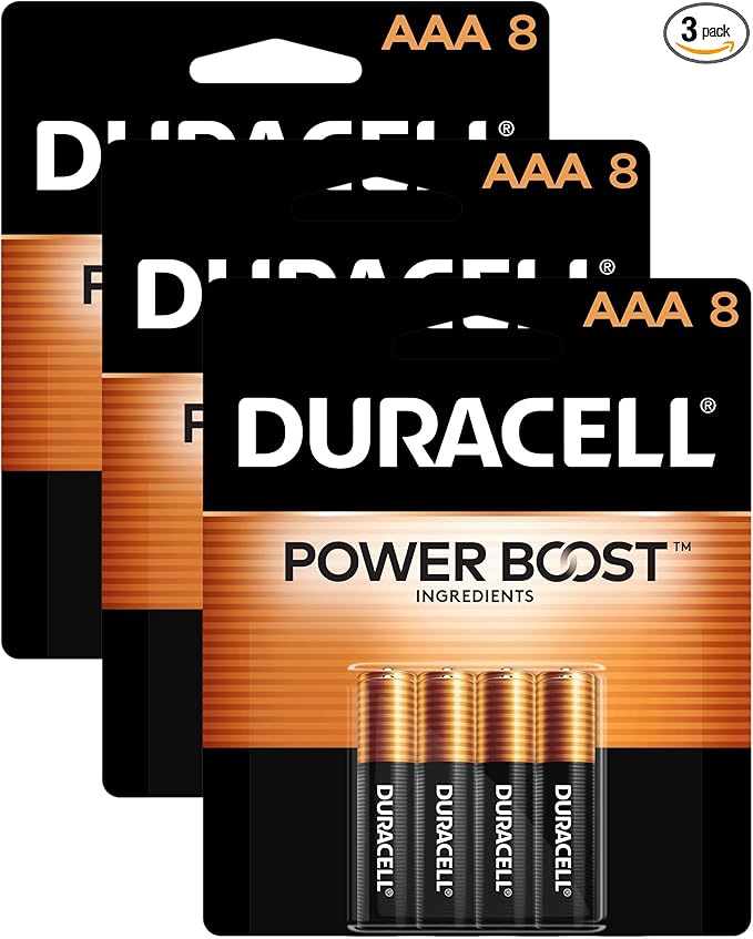 Duracell Coppertop AAA Batteries with Power Boost Ingredients, 8 Count Pack Triple A Battery with Long-Lasting Power, Alkaline AAA Battery for Household and Office Devices (Pack of 3)