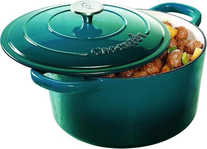 Crock-Pot Artisan Round Enameled Cast Iron Dutch Oven, 3-Quart, Teal Ombre
