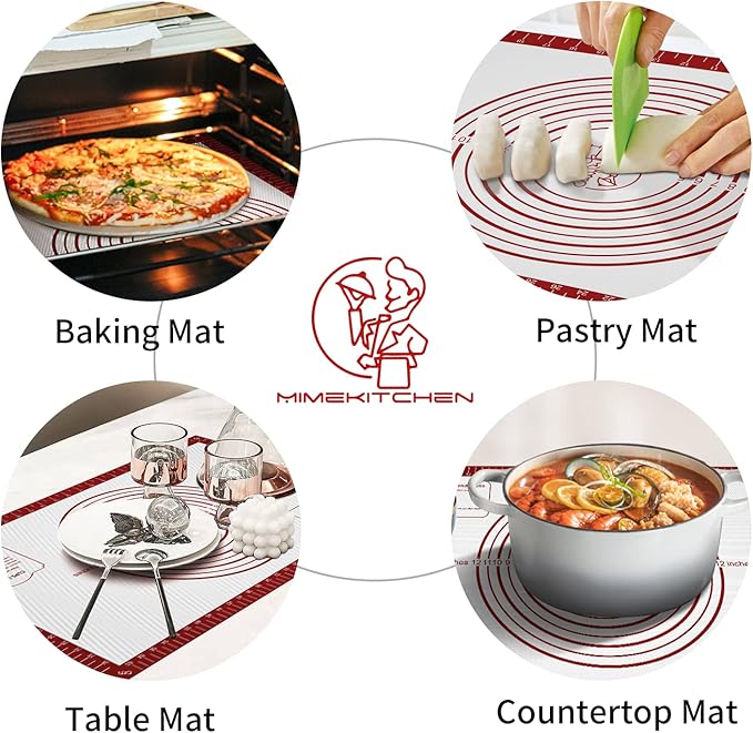 Silicone Baking Mat, Non Stick Pastry Mat Sheet for Dough Rolling, Nonslip Fondant/Pie Crust Mat, Counter Mat Oven Liner Mat for Making Cookies Macarons Bread Baking Supplies Extra Large 26 x 16 Inch