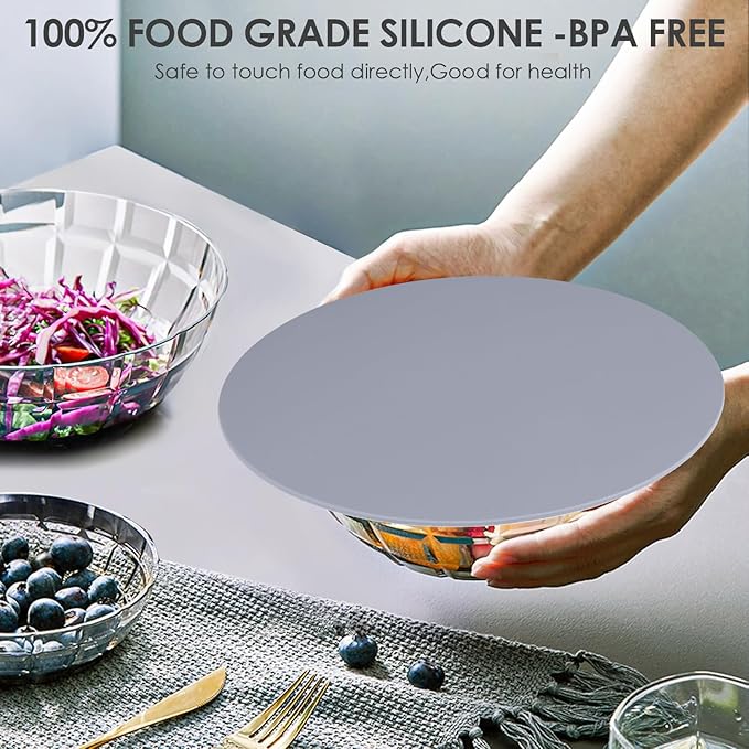 12 Inch Multi-Purpose Silicone Mat, As Drying Mat, Microwave Mat, Trivet, Pot Holder, Placemat, Utensils Rest, Pad for Hot Pans Plates Dishes Kitchen Countertop, Heat Resistant Mat, Light Gray 2 Pack