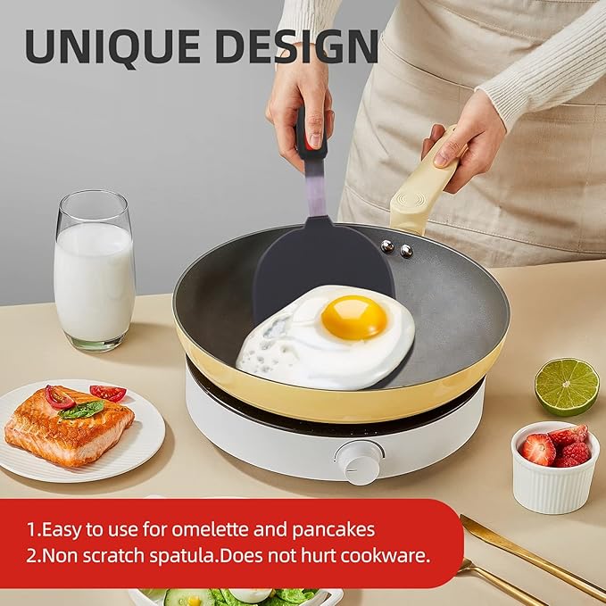 Kitchen Cooking Utensils Large Silicone Spatulas Turner Heat Resistant 3-Pack Set For Nonstick Cookware,BPA-Free Rubber Thin Slotted Flexible Flipper Spatula for Egg,Pancake,Fish,Cookie,Steak