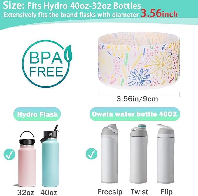 WK IEASON Protective Silicone Base Boot for Hydro Flask Mouth, Anti-Slip Silicone Sleeve Cover Bumper for Hydro Water Bottle Accessories -3.56inch Bottom Diameter