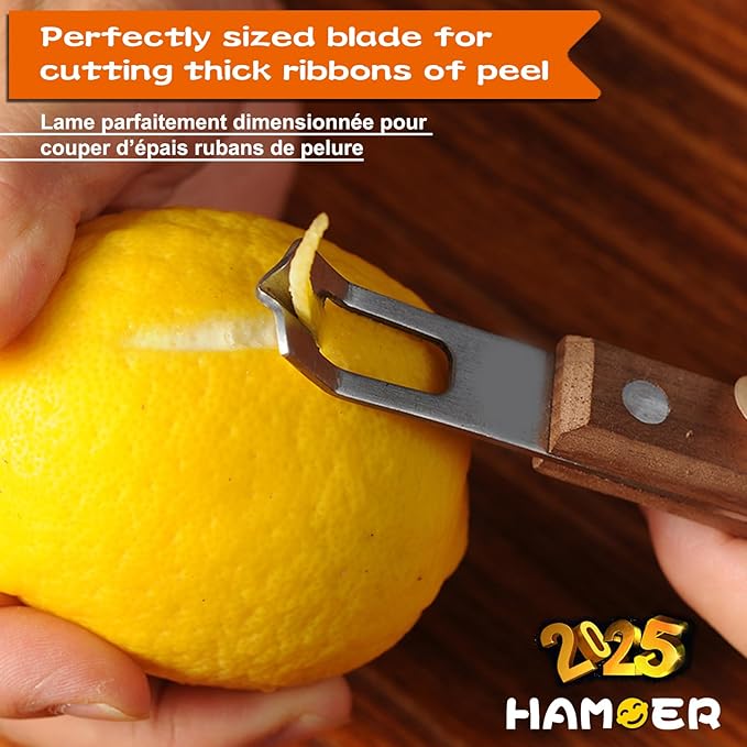 Channel Knife Zester - Fruit and Vegetable Tool for Decorating Cocktails, Desserts, and Salads Stainless Steel Tip 2 PACK