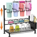 Housolution Water Bottle Organizer Drying Rack for 40oz Tumbler with Handle, 5 Levels Height Adjustable Cup Holder Storage Rack, Compatible with Stanley, Owala, Simple Modern and Other Brands