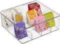 mDesign Plastic Kitchen Organiser — Practical Storage Box with 12 Compartments and Hinged Lid — Pantry Storage Box with Lid for Tea, Coffee, Spices and Other Foodstuffs — Clear