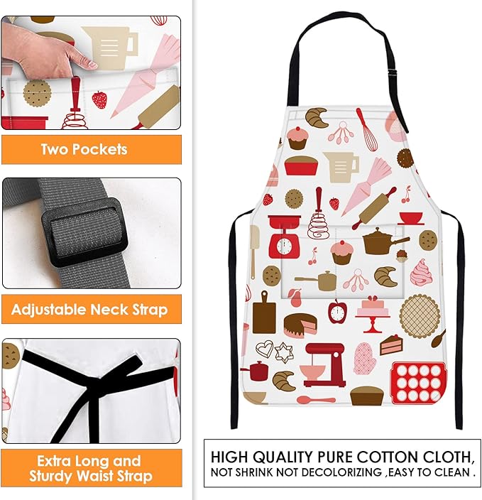 Britimes Apron Home Kitchen Cooking Baking Gardening for Women Men With Pockets Cake Cooking Cookie Pastry Chef 32x28 inch