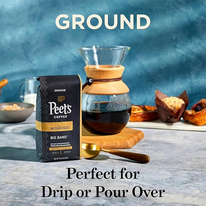 Peet's Coffee Dark Roast Ground Coffee | USDA Organic | French Roast | 36 Ounces | 2 Bags